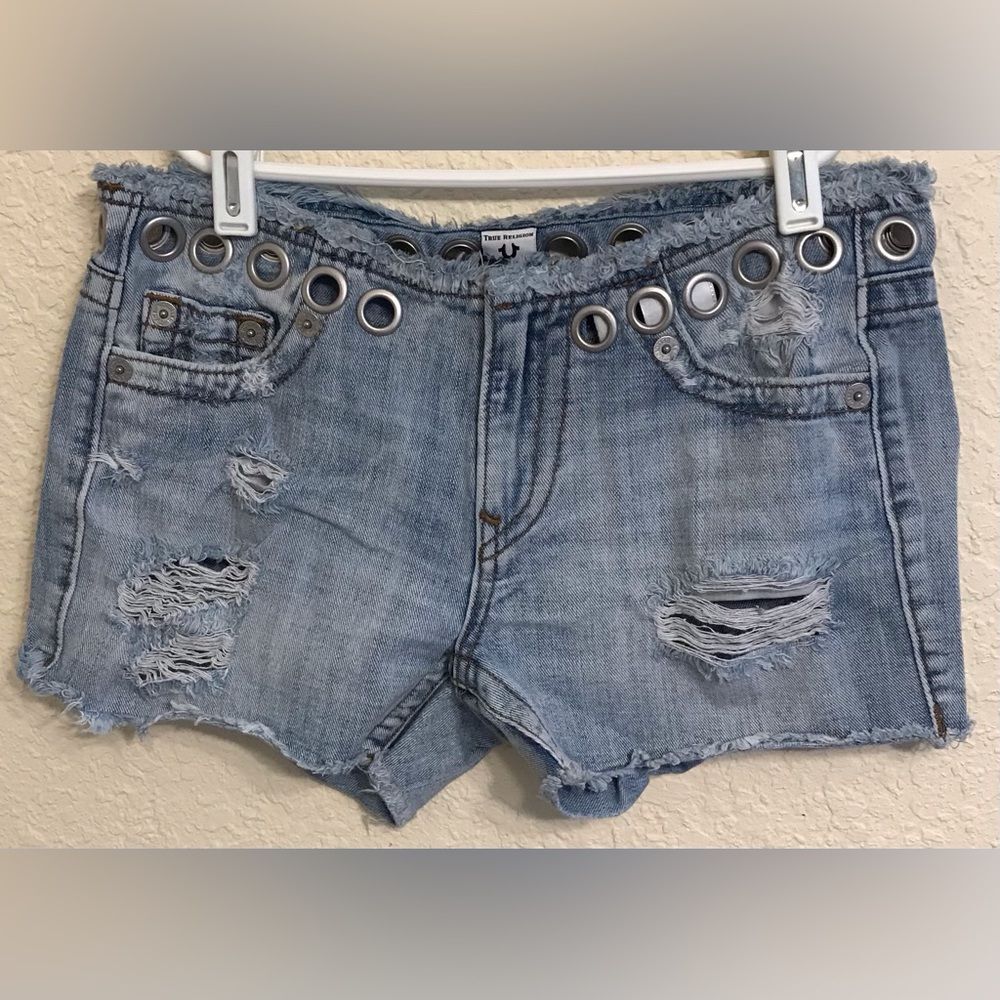 True Religion Women’s Mid Rise Cut Off Shorts